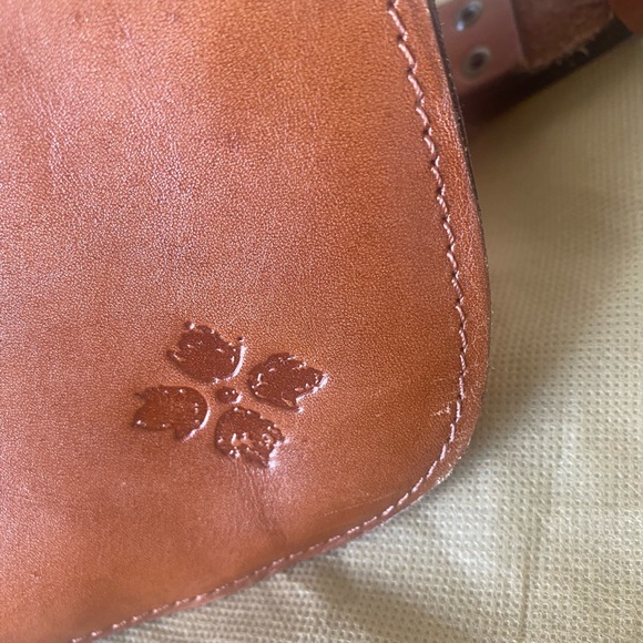 Patricia Nash Tan Italian Leather Studded Messenger Bag with Denim Accents - Picture 10 of 14